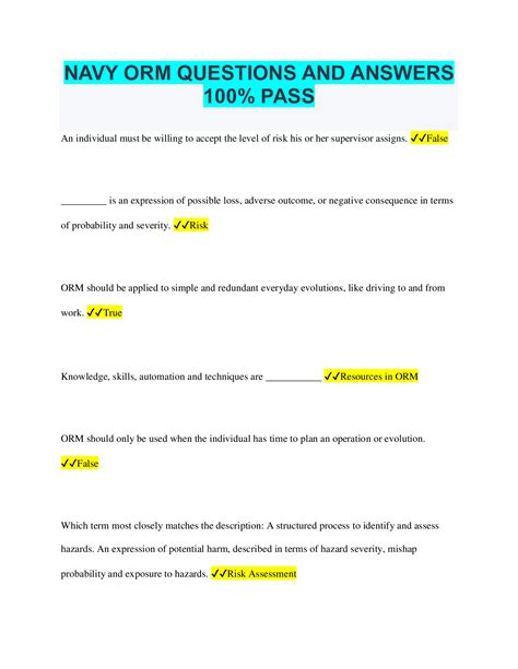 navy orm qrs answers.